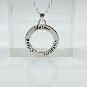 Silver “Mother Daughter  Friend “ Quote necklace 925 stamped  Vintage